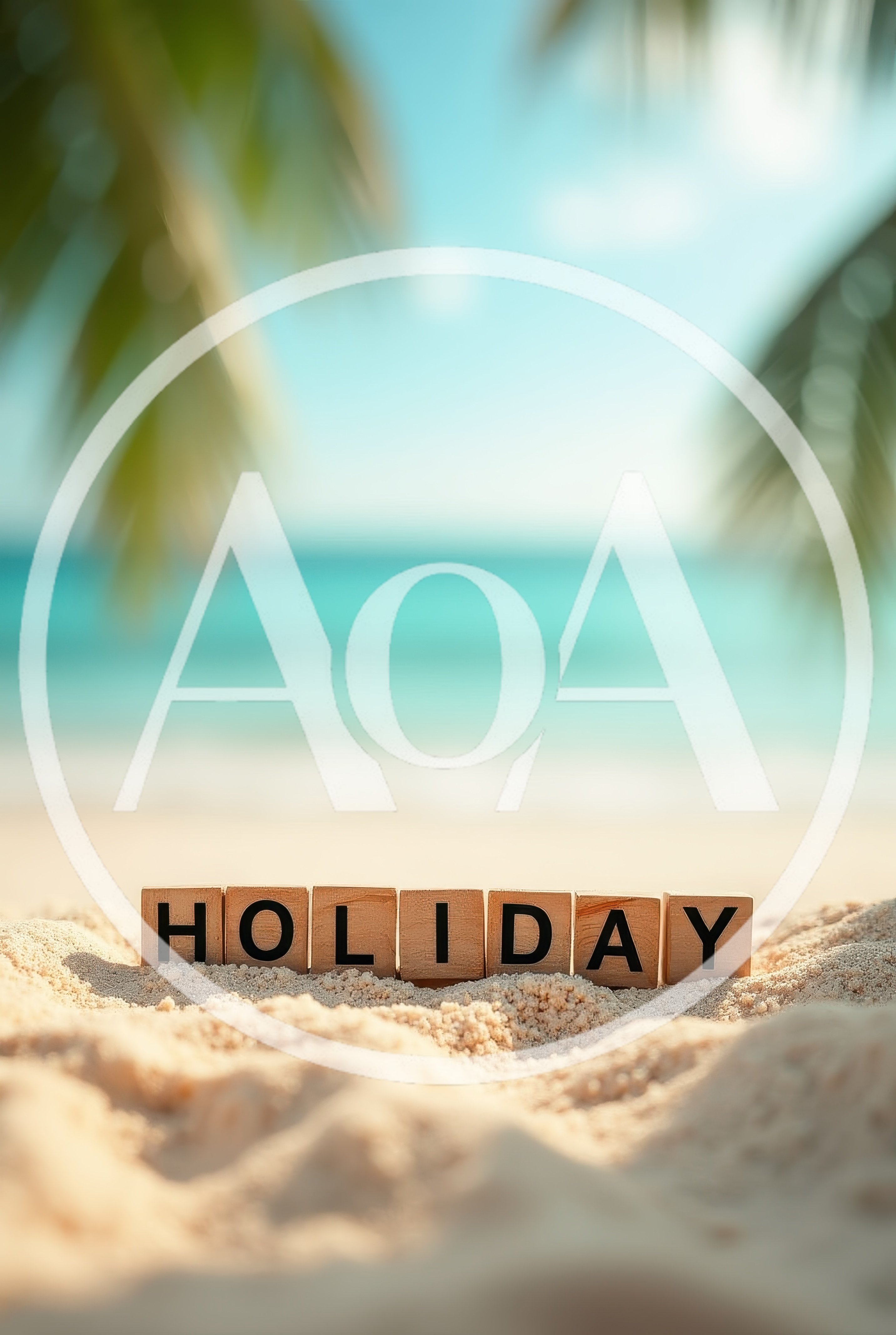 Wooden Blocks Spelling Holiday On A Tropical Beach