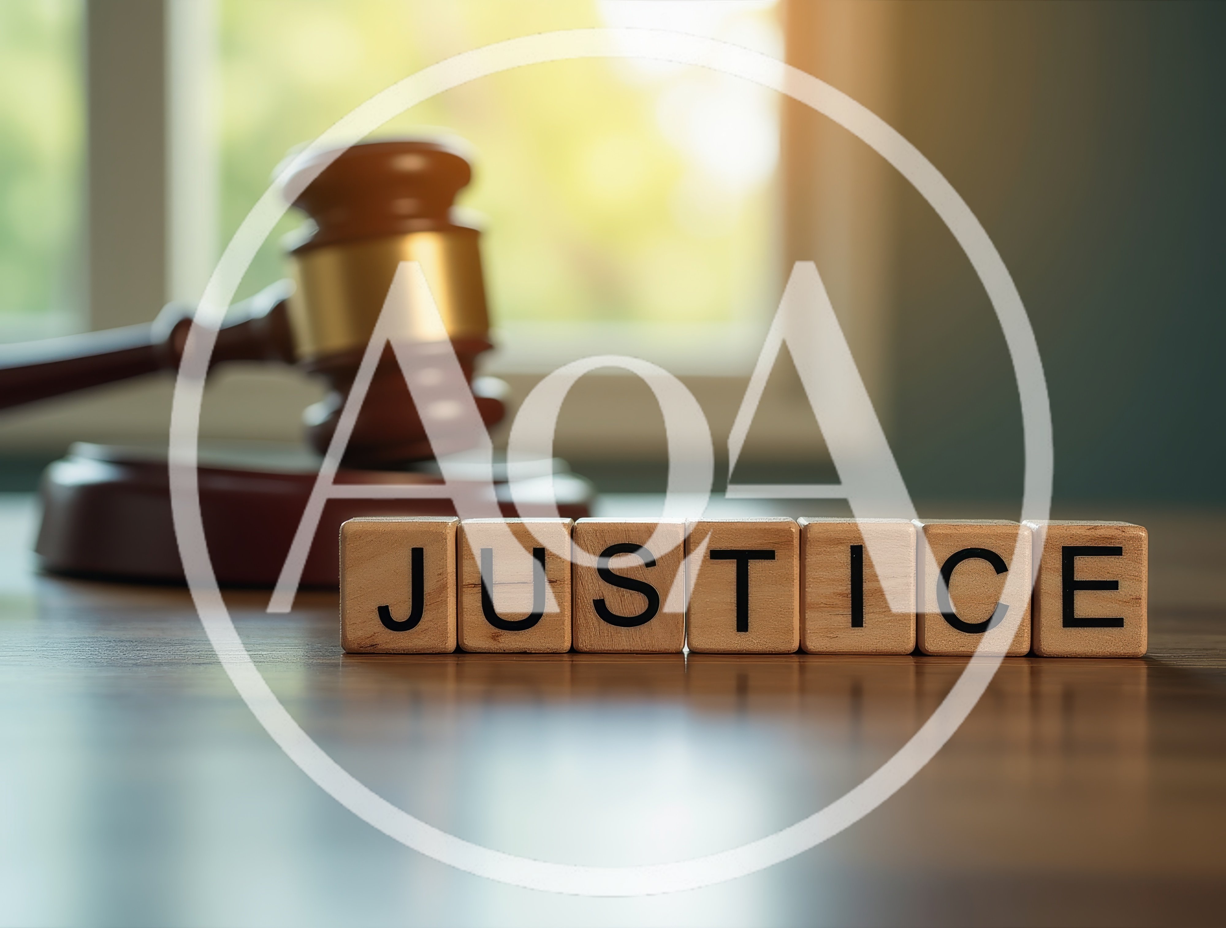 Wooden Blocks Spelling Justice With A Judges Gavel