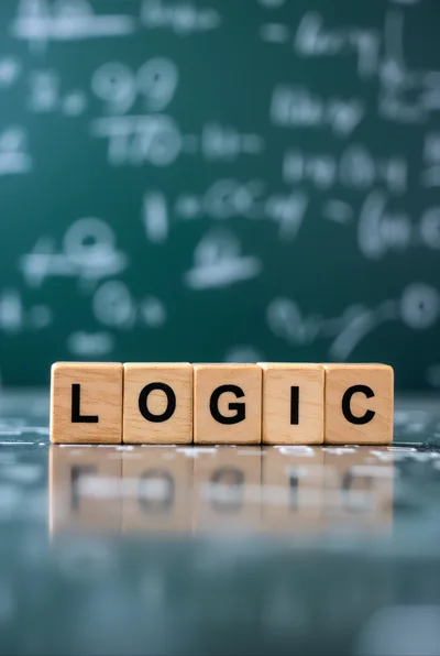 Wooden Blocks Spelling Logic On Reflective Surface