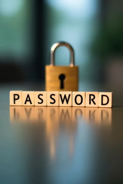 Wooden Blocks Spelling Password With A Padlock