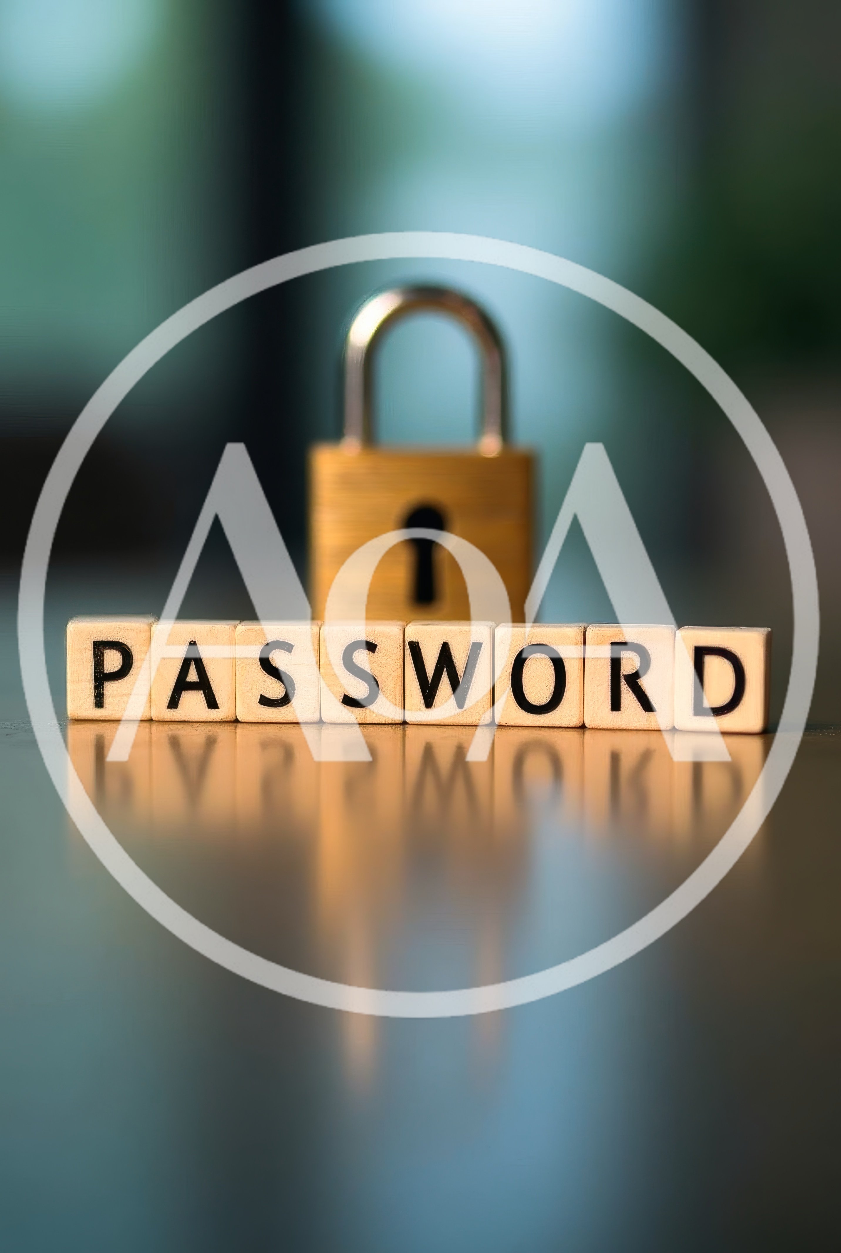 Wooden Blocks Spelling Password With A Padlock