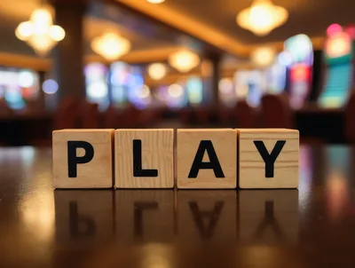 Wooden Blocks Spelling Play On A Casino Table
