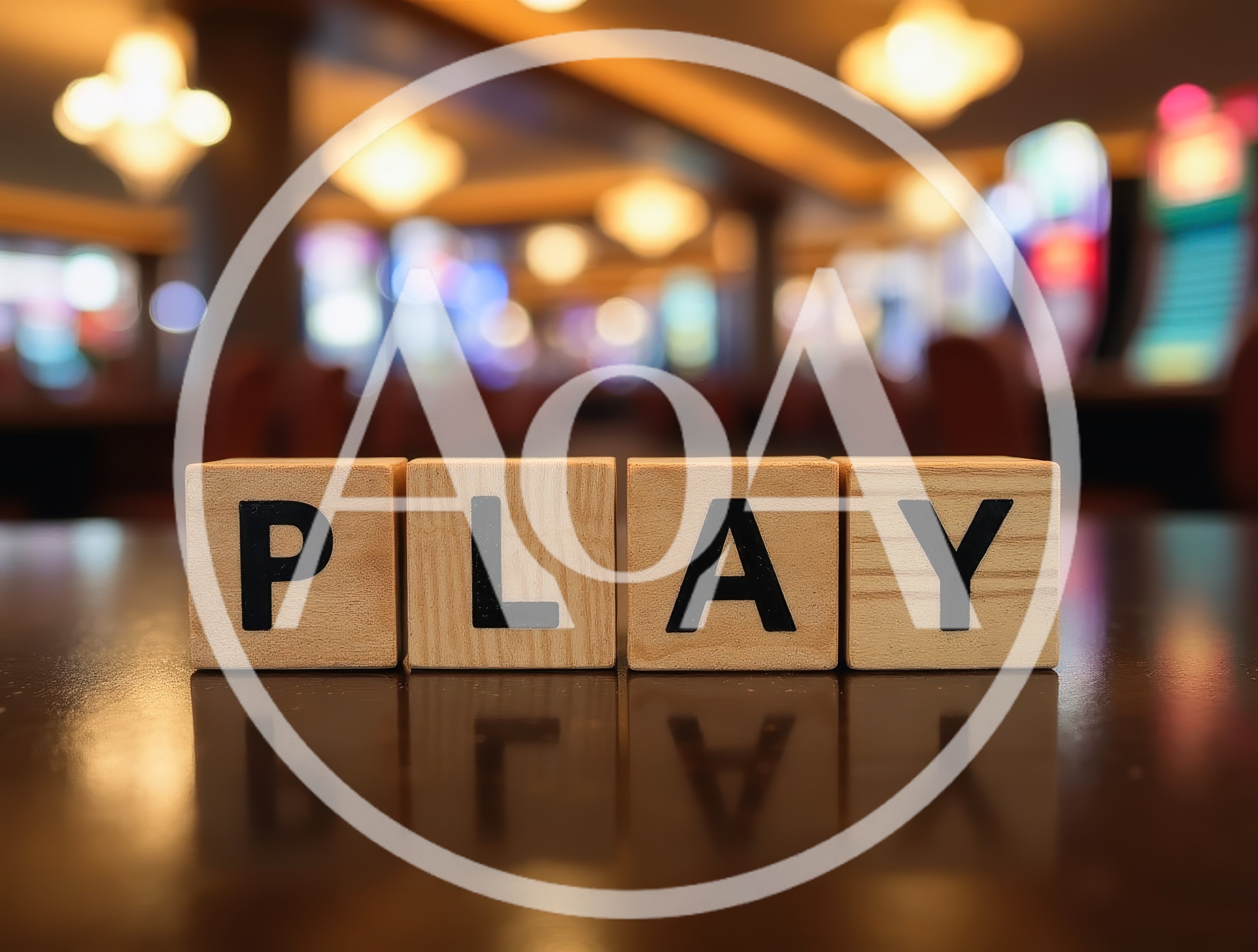 Wooden Blocks Spelling Play On A Casino Table
