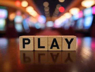 Wooden Blocks Spelling Play On A Casino Table
