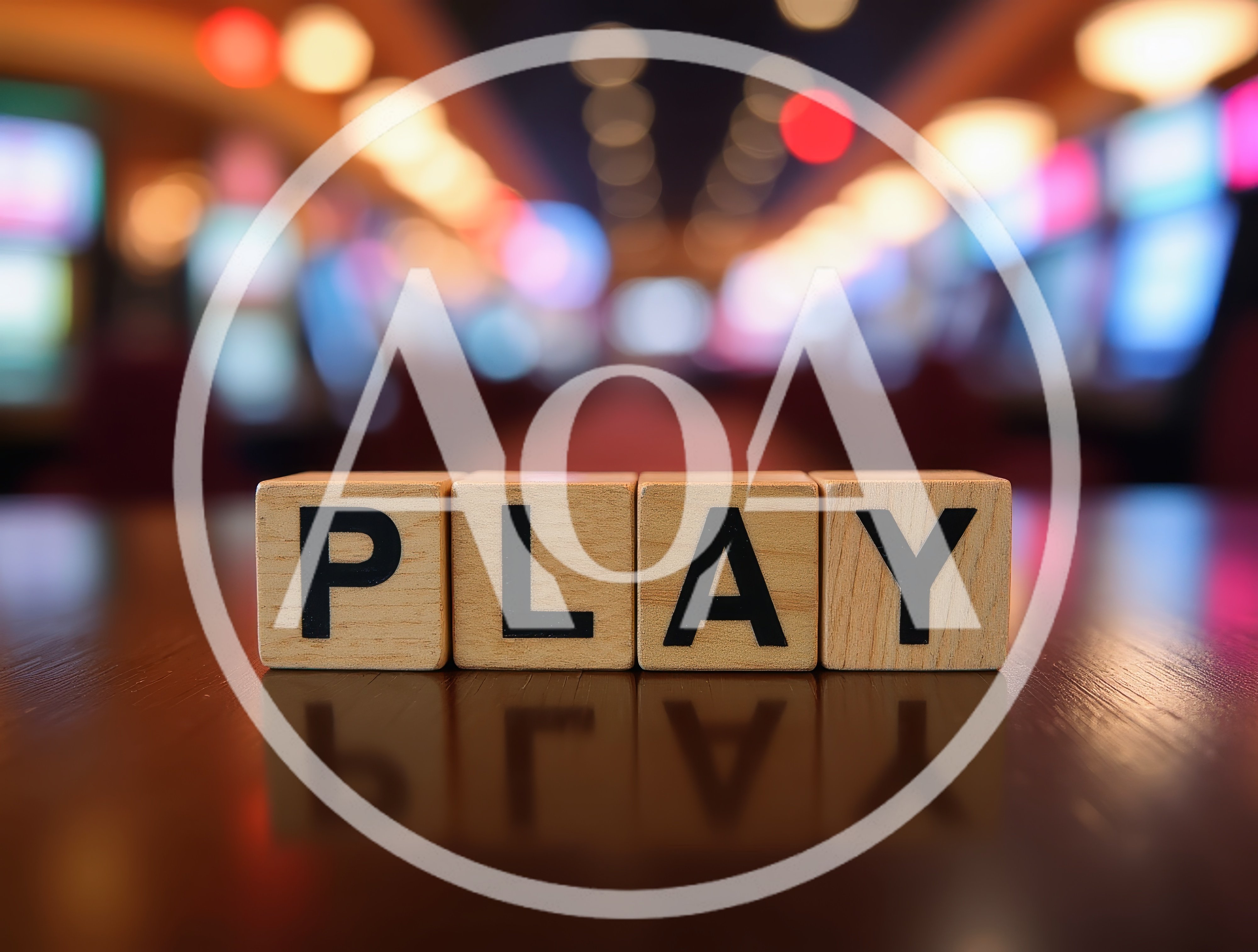 Wooden Blocks Spelling Play On A Casino Table