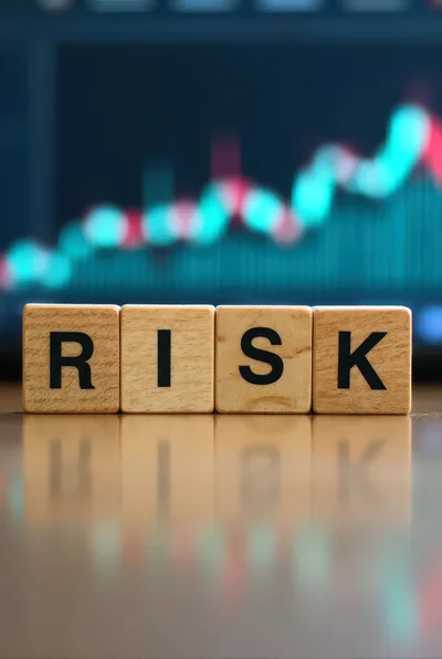 Wooden Blocks Spelling Risk With Financial Market Chart Background