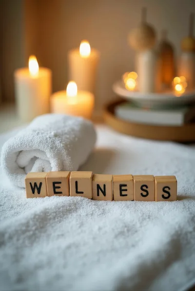 Wellness Concept With Wooden Blocks On White Towel