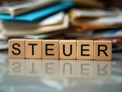 Wooden Letter Tiles Spelling Steuer On Reflective Surface