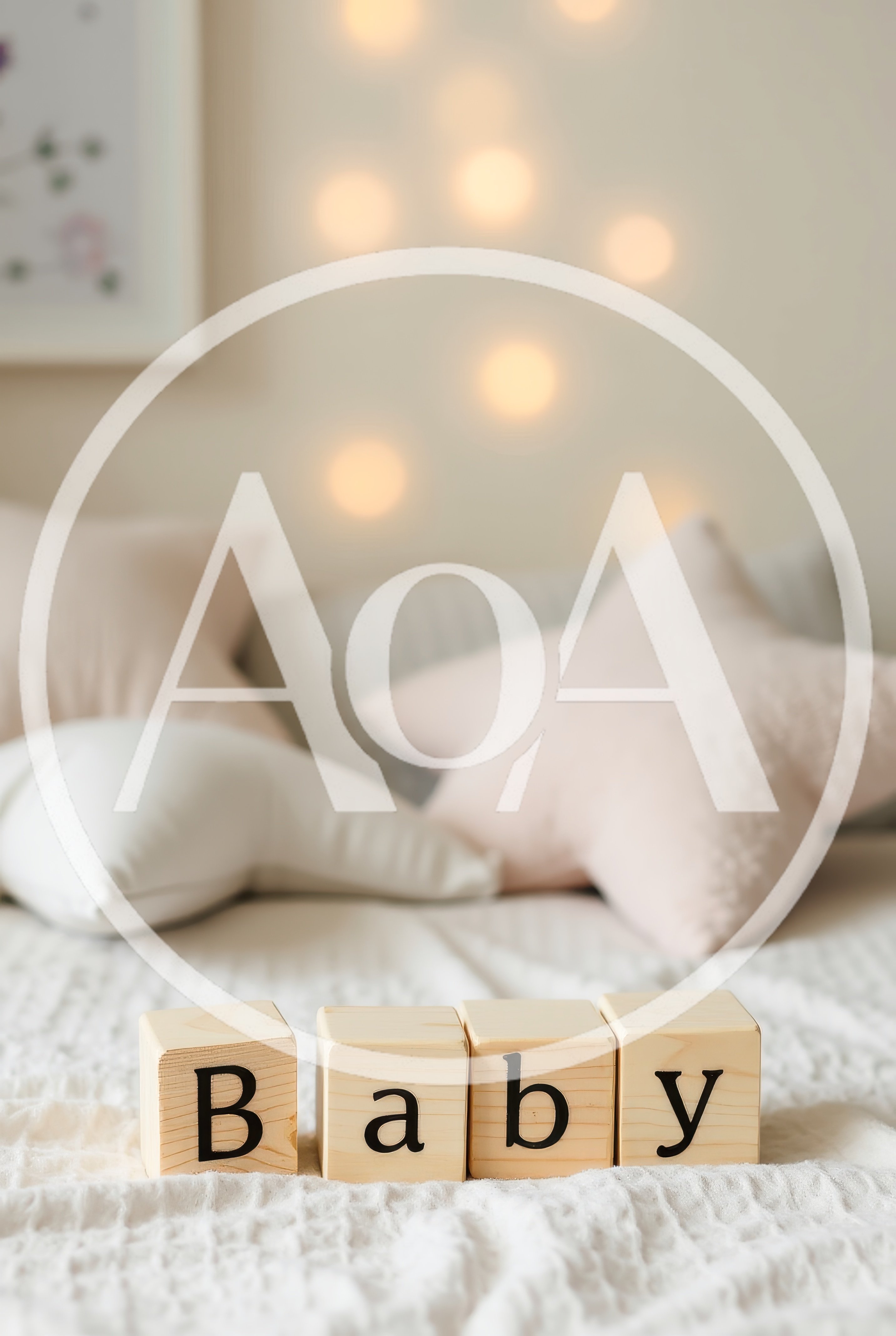 Wooden Baby Blocks On A Soft Bed