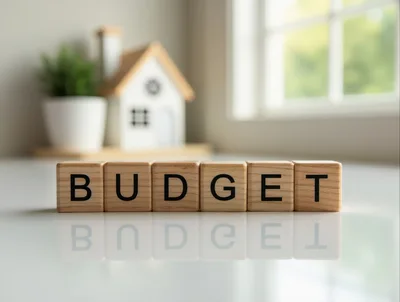 Wooden Blocks Spelling Budget With Miniature House Model