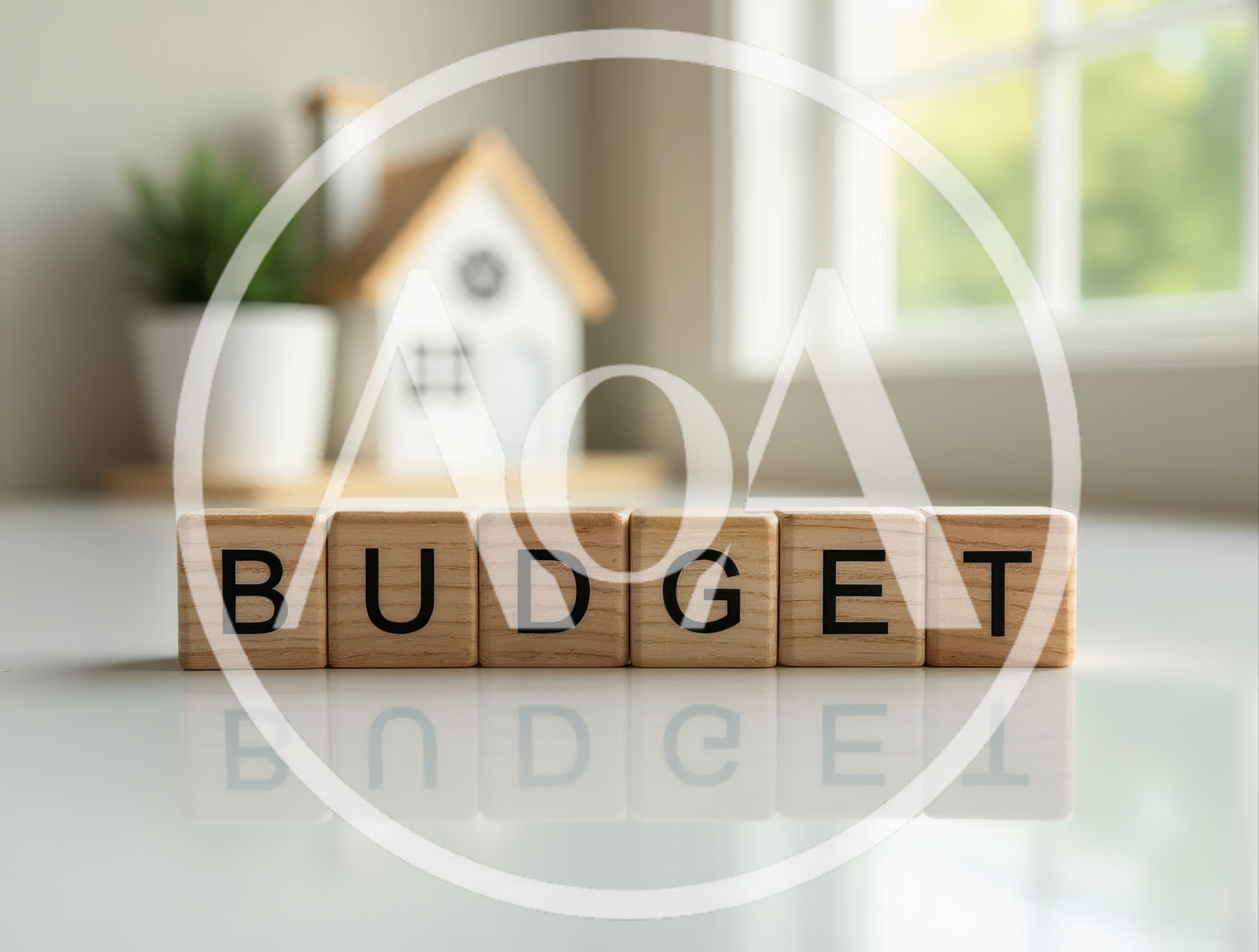 Wooden Blocks Spelling Budget With Miniature House Model