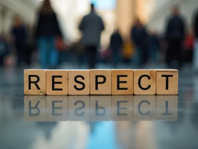Wooden Blocks Spelling Respect On A Reflective Surface