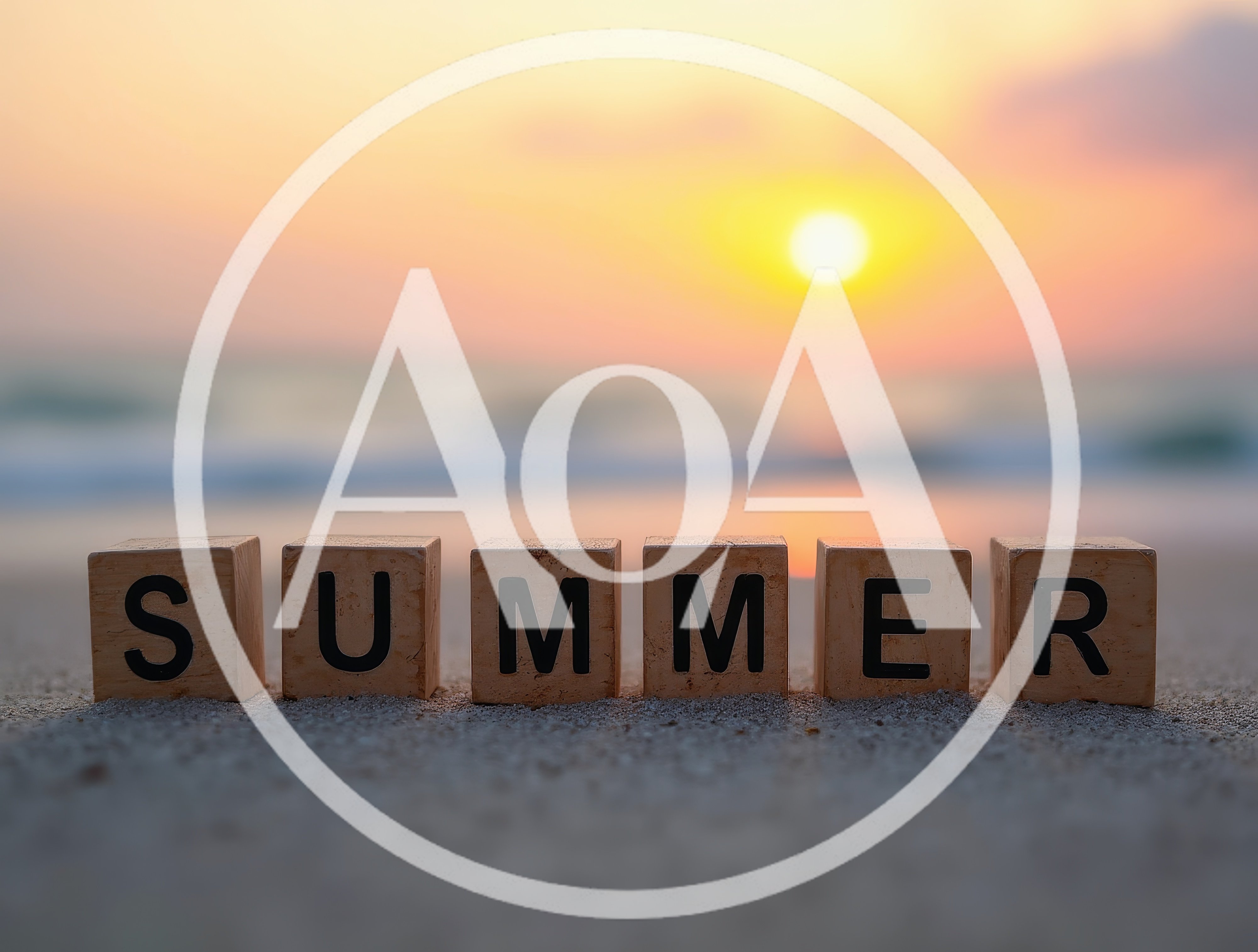 Wooden Blocks Spelling Summer On A Sandy Beach