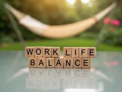 Wooden Blocks Spelling Work Life Balance on Glass Table