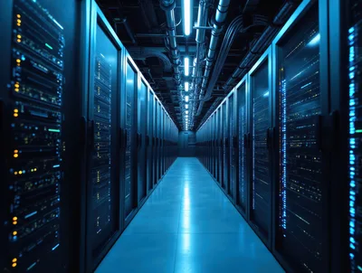 Modern Data Center Server Room Aisle