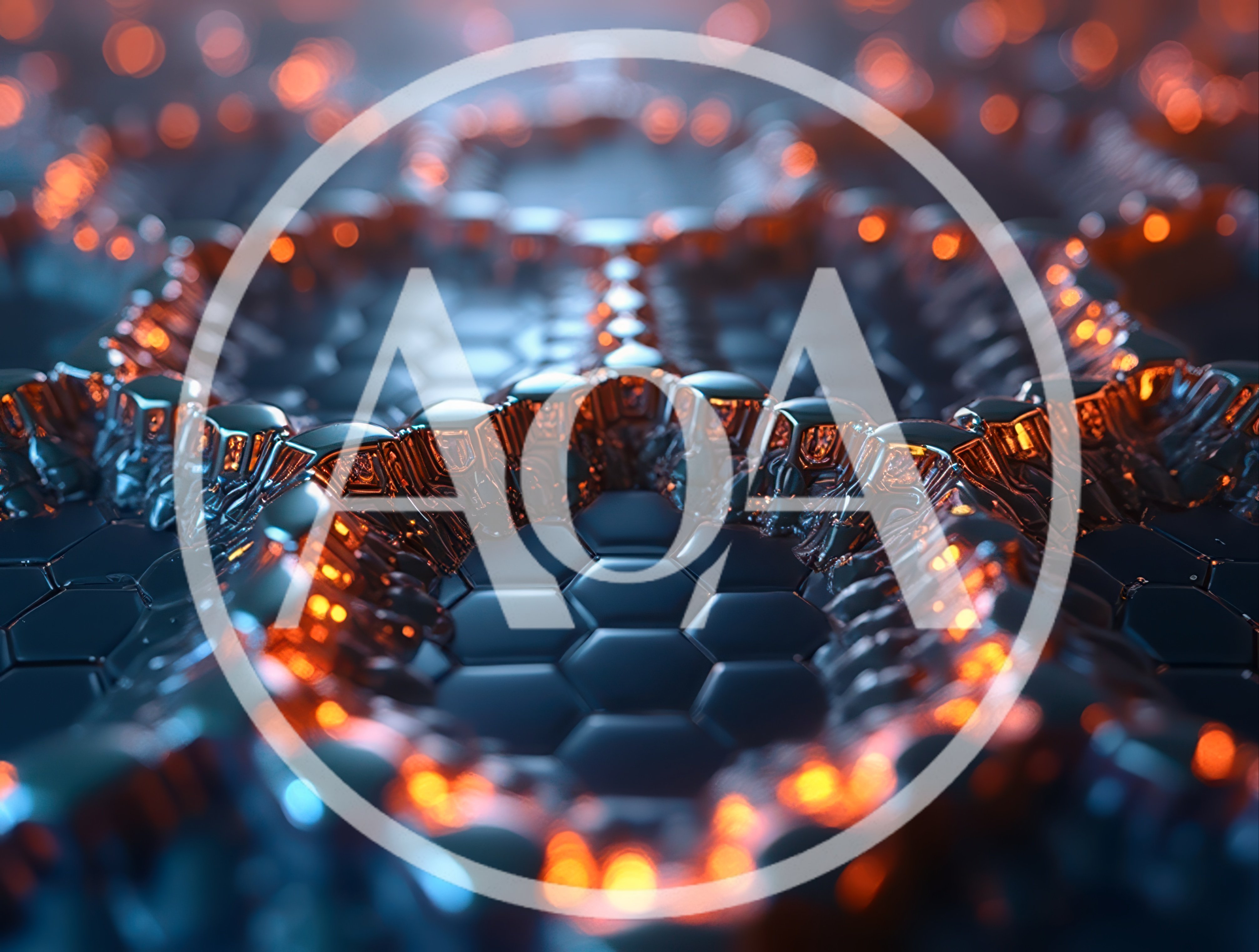 Abstract Hexagonal Metallic Surface With Glowing Orange Light