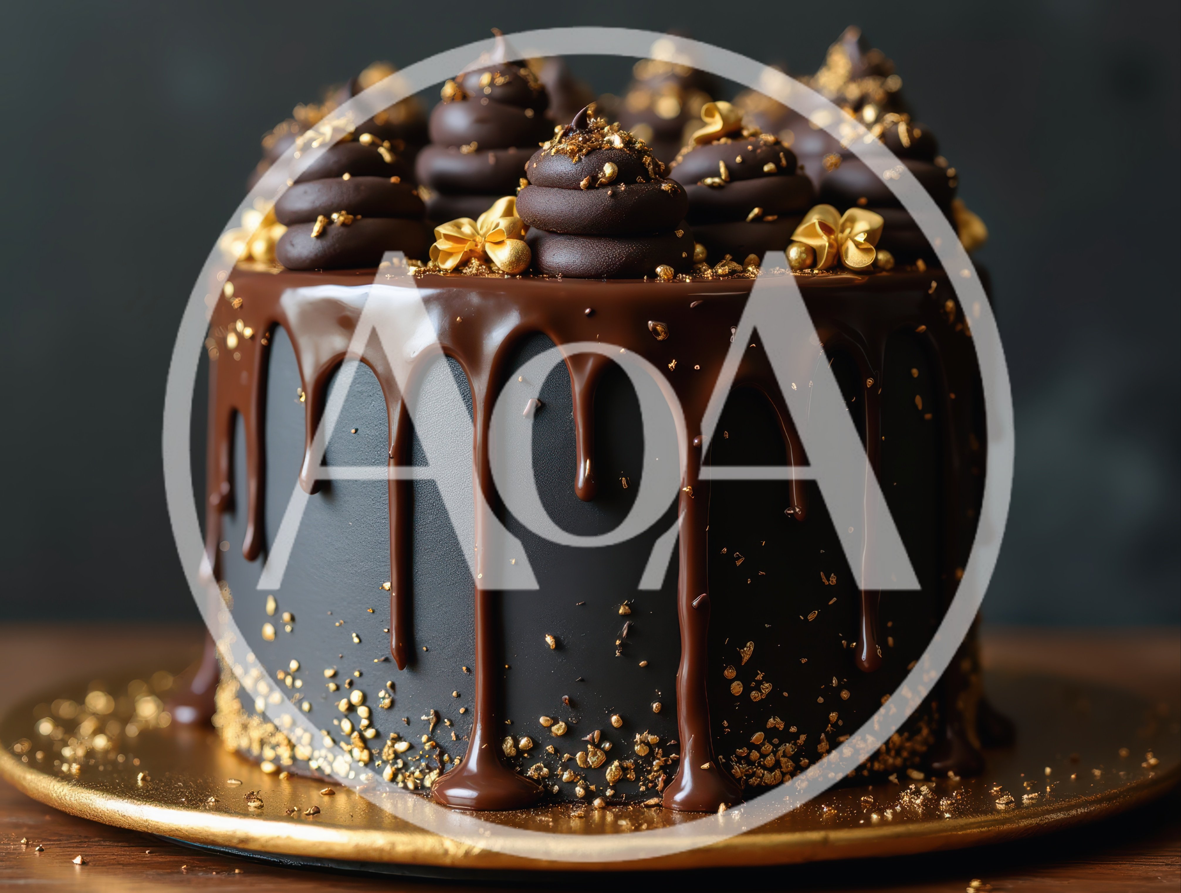 Decadent Dark Chocolate Cake With Gold Leaf Accents