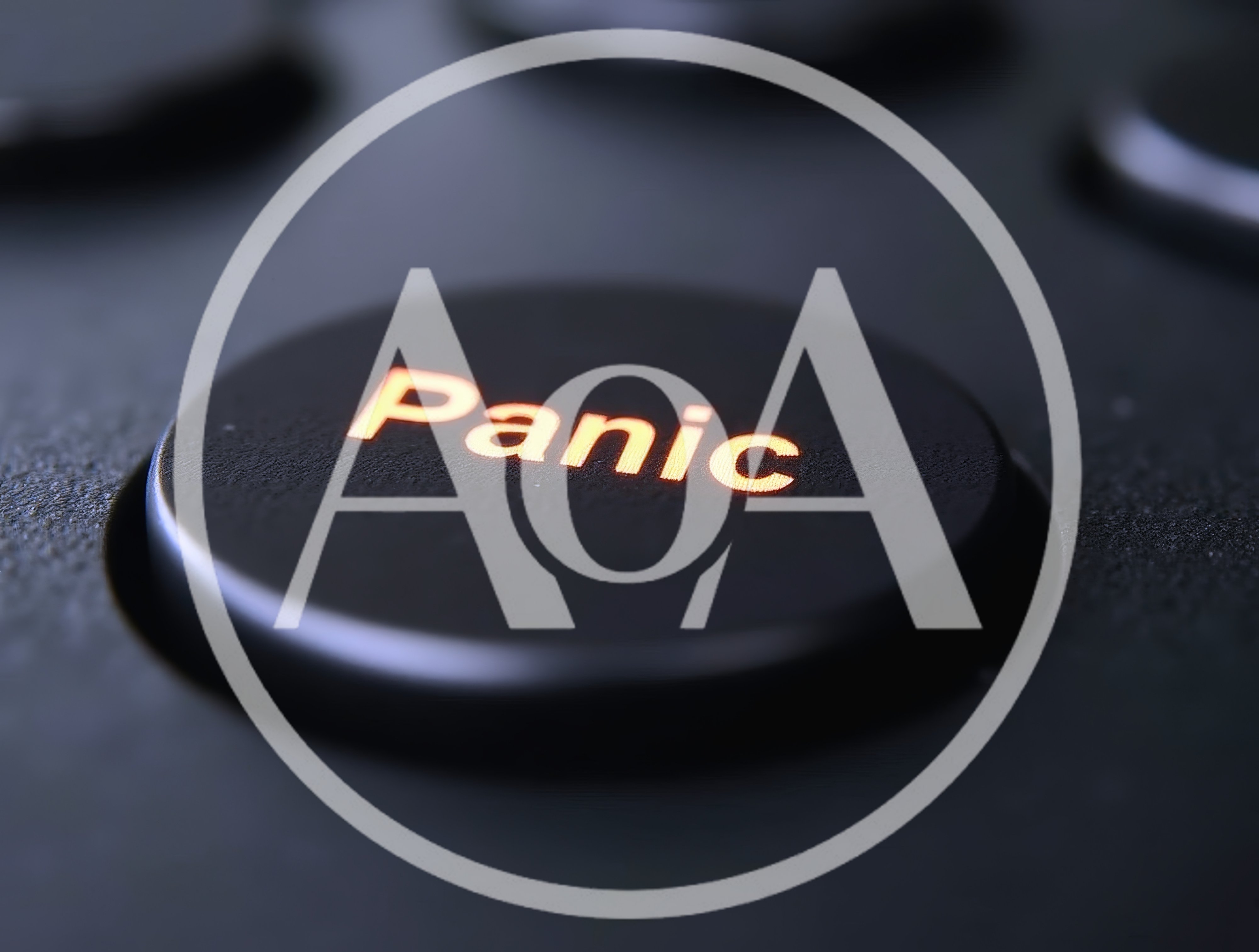 Illuminated Panic Button On A Dark Control Panel