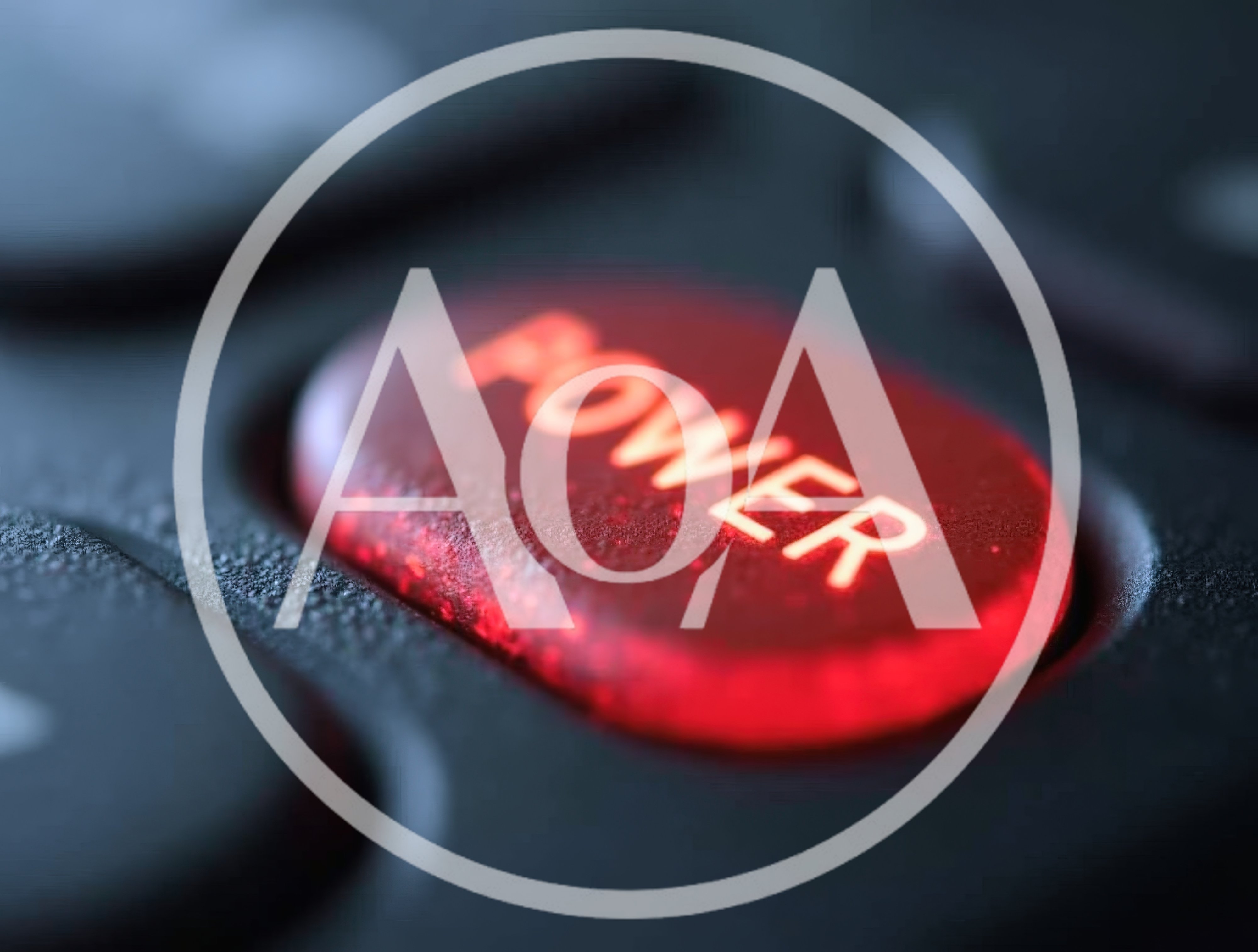 Macro Close Up Of A Glowing Red Power Button