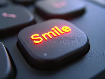 Glowing Smile Key on a Computer Keyboard