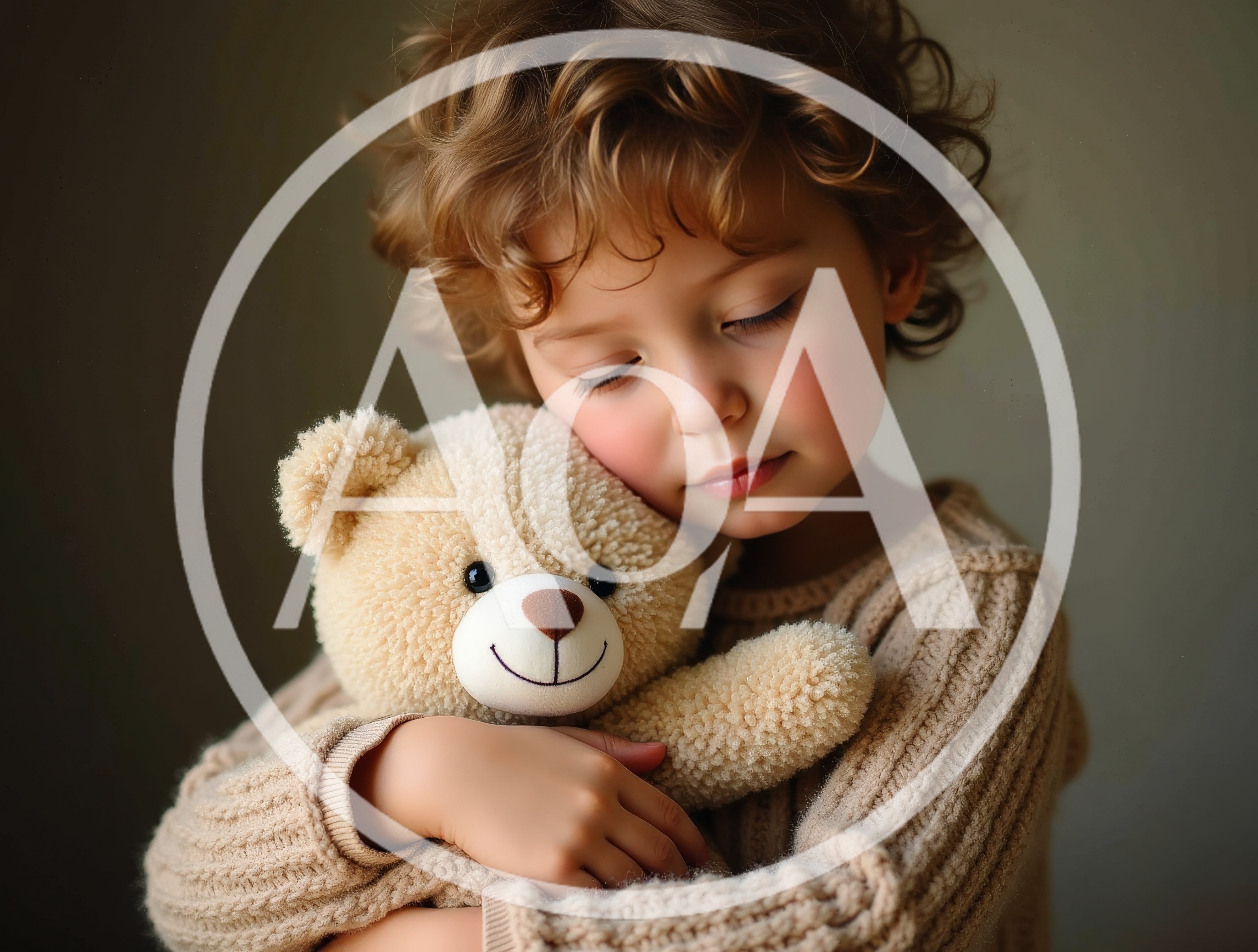 Young Child Hugging A Soft Teddy Bear
