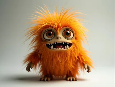 Cute Orange Furry Monster Character