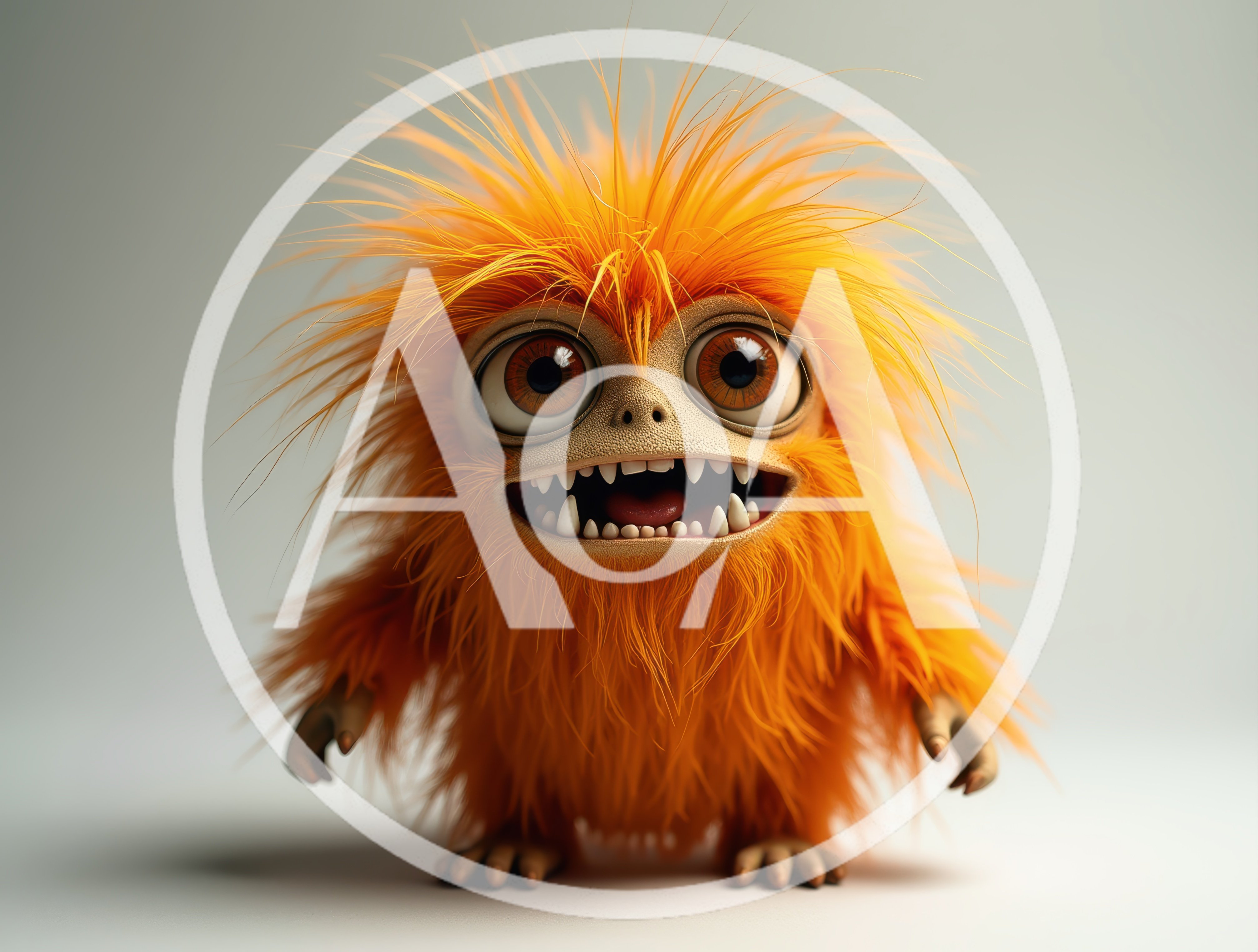 Cute Orange Furry Monster Character