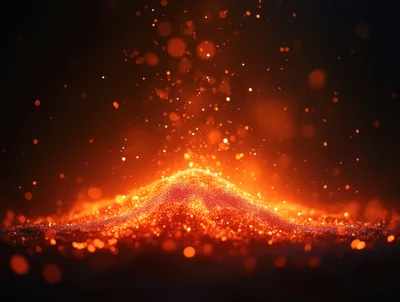 Glowing Golden Particles Rising From A Mound