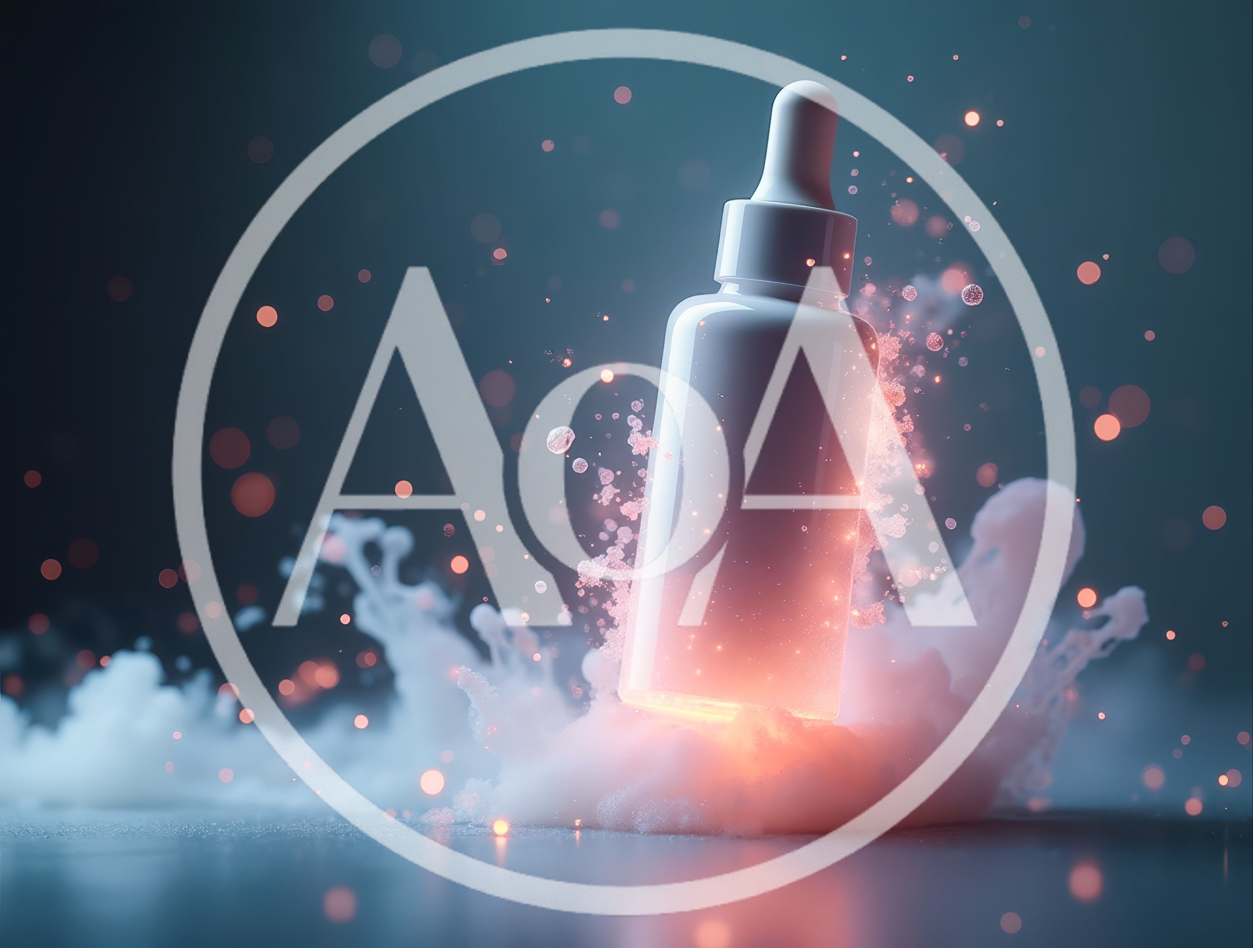 White Cosmetic Dropper Bottle With Glowing Liquid Splash