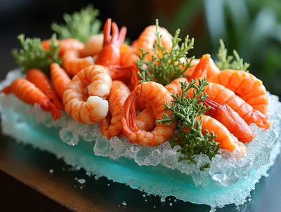 Fresh Cooked Shrimp Served On A Bed Of Ice