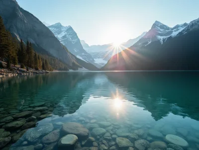 Sunrise Over Lake Louise In Banff National Park