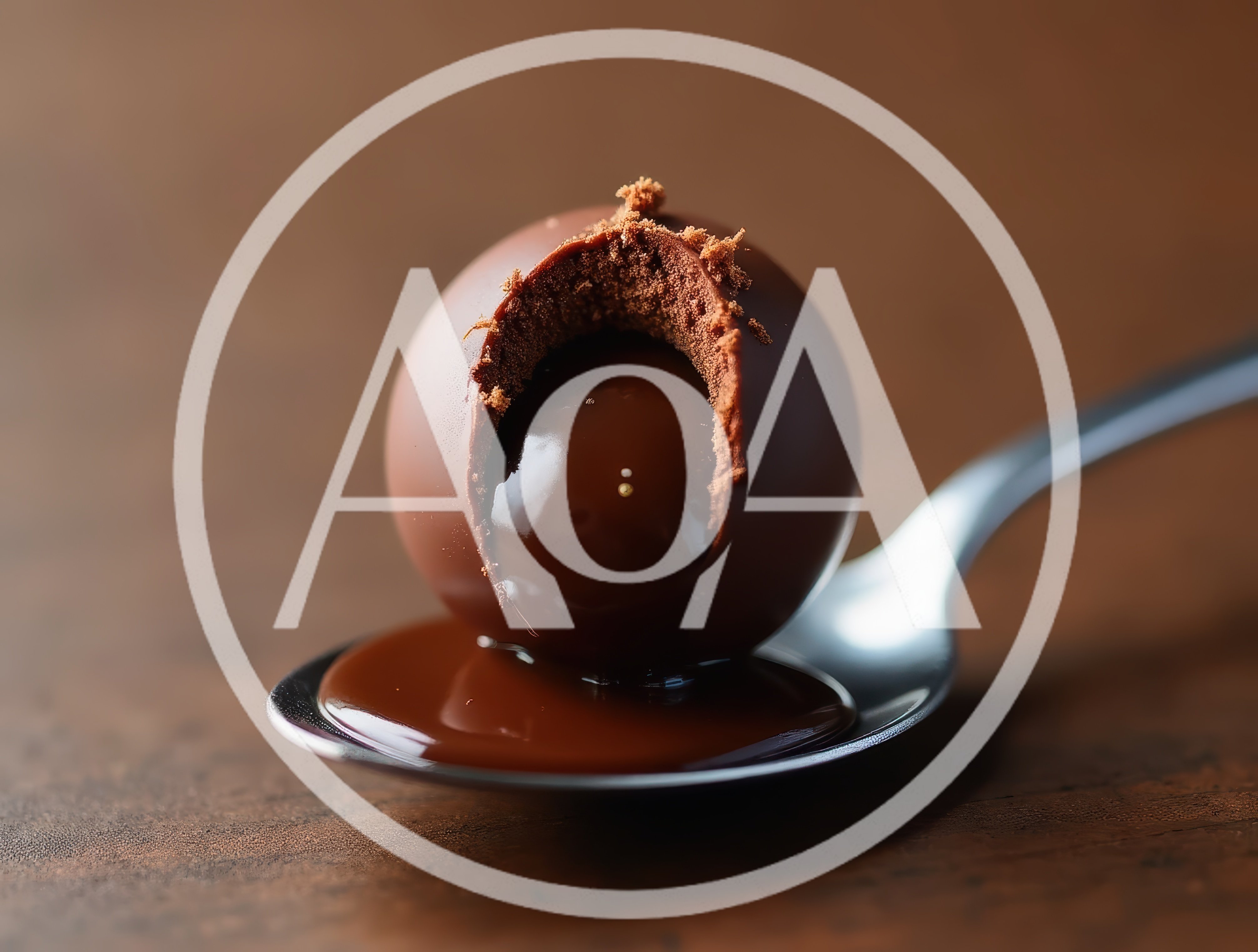 Chocolate Truffle With Liquid Center On A Spoon