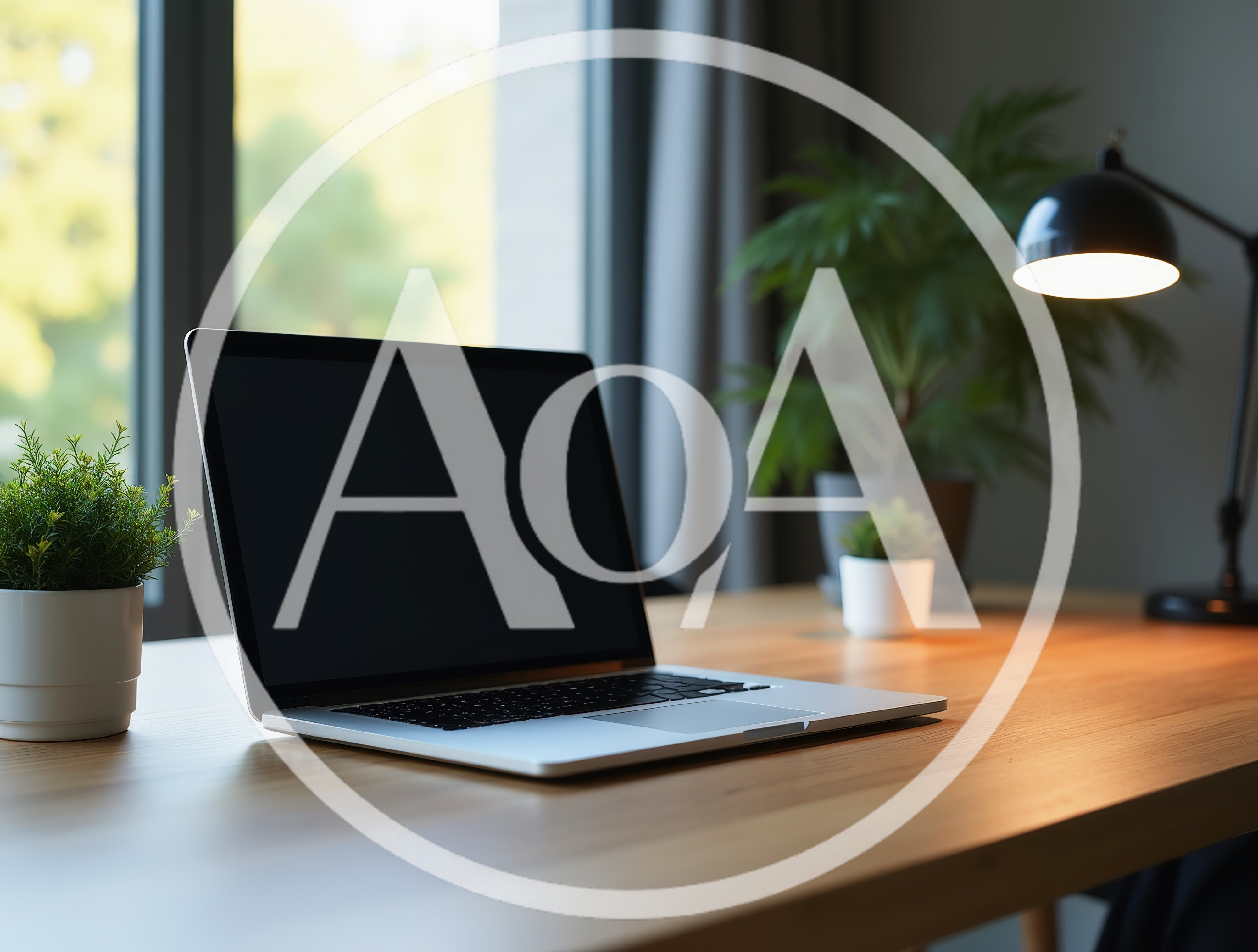 Modern Laptop On A Wooden Desk In Home Office