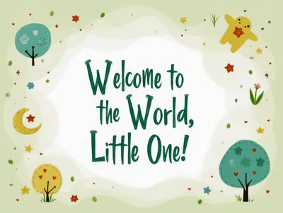 Welcome To The World Little One Baby Announcement Card