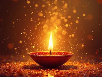 Glowing Diya Oil Lamp For Diwali Celebration