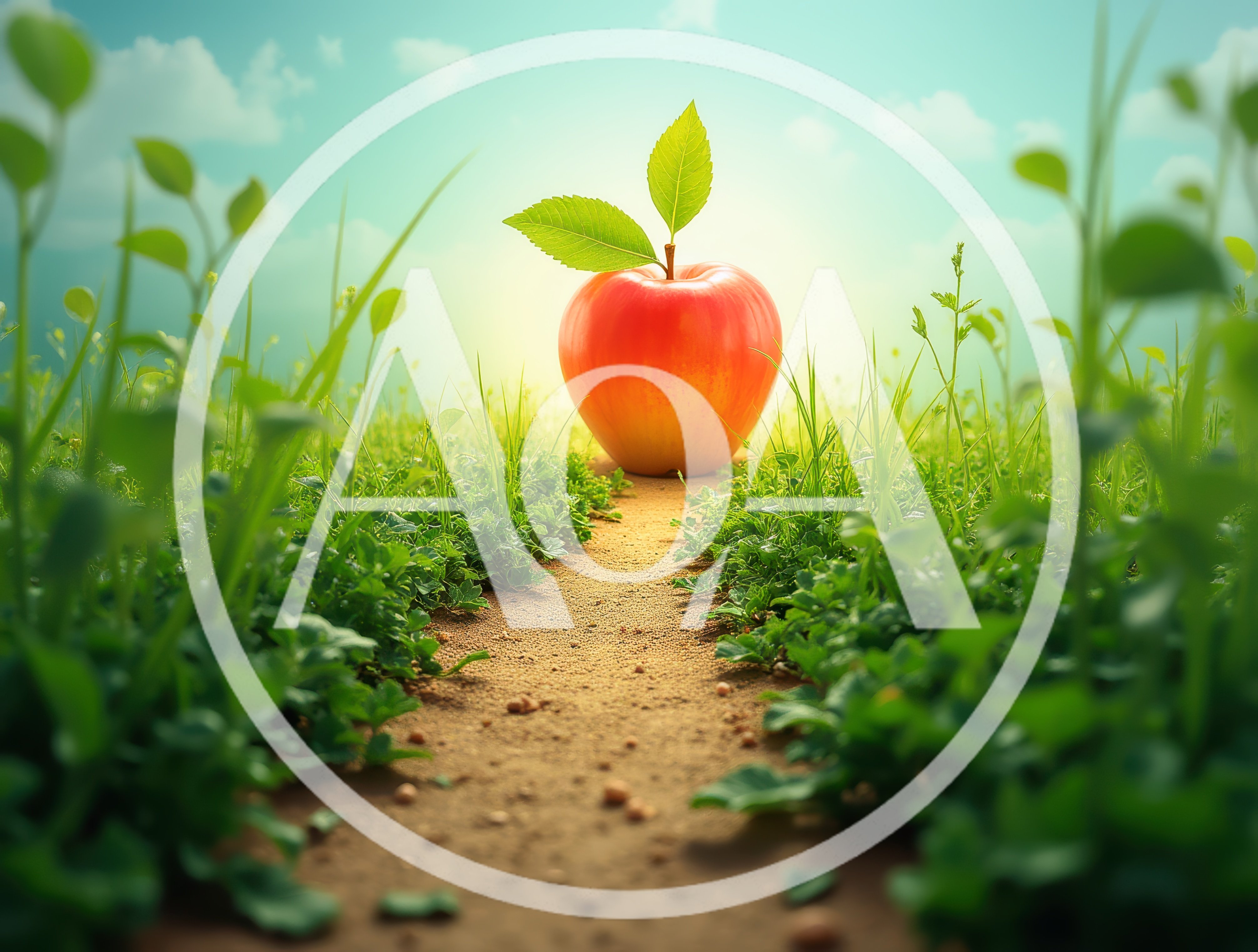 Single Red Apple Sitting On A Dirt Path