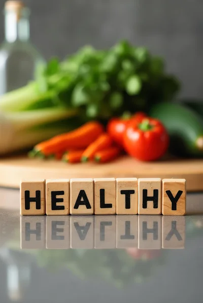 Healthy Wooden Blocks With Fresh Vegetables Background