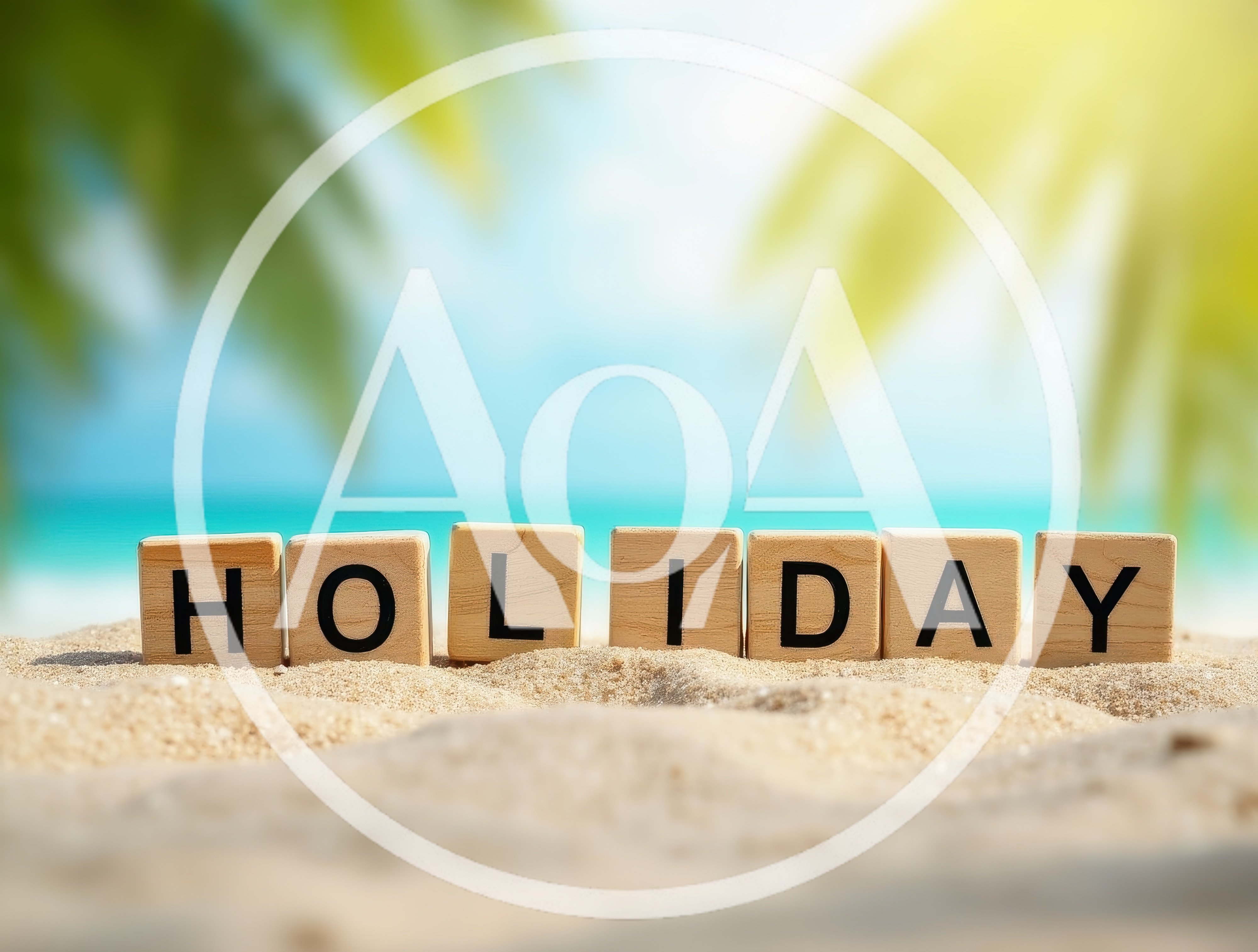 Wooden Blocks Spelling Holiday On A Tropical Beach