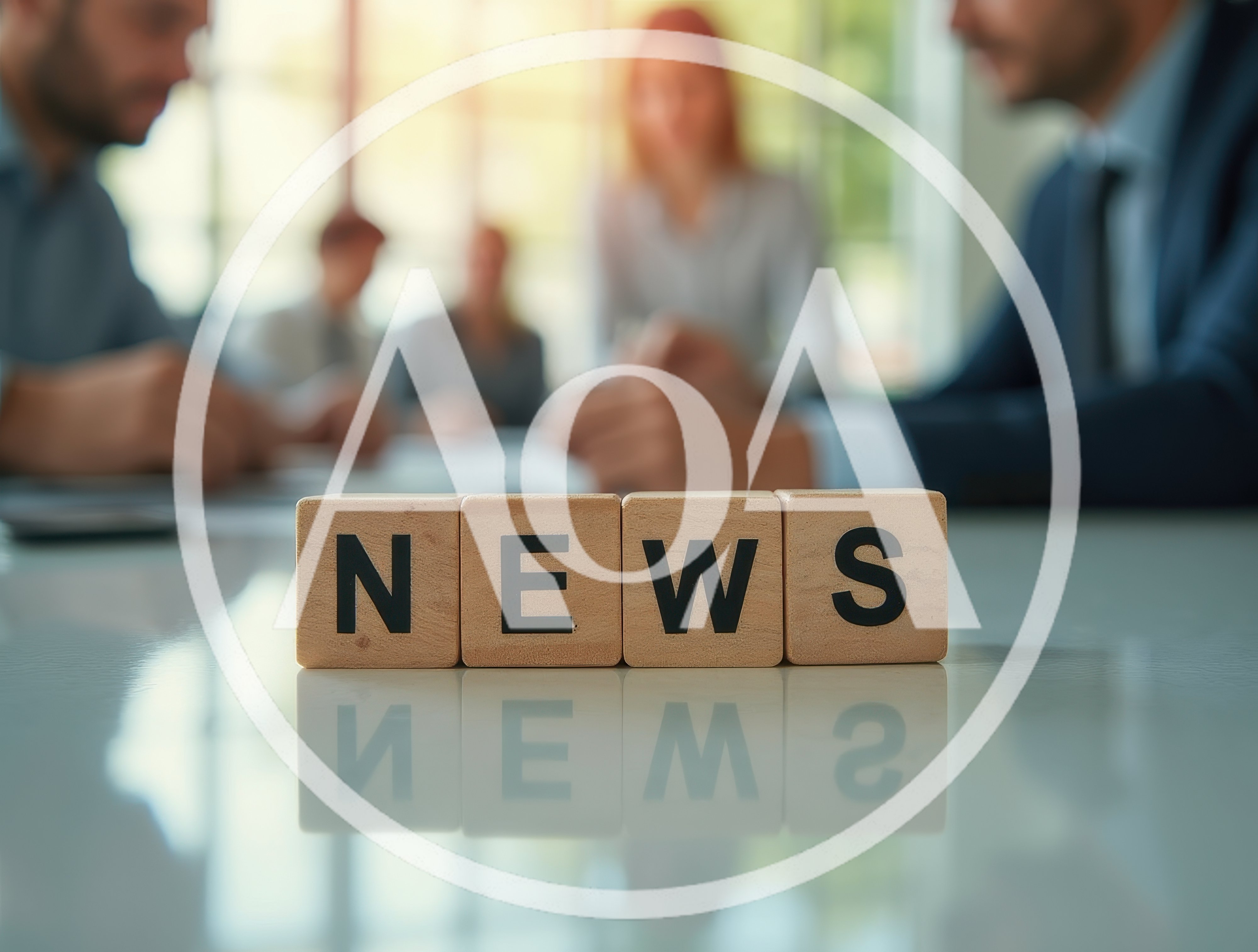Wooden Blocks Spelling News on Office Meeting Table