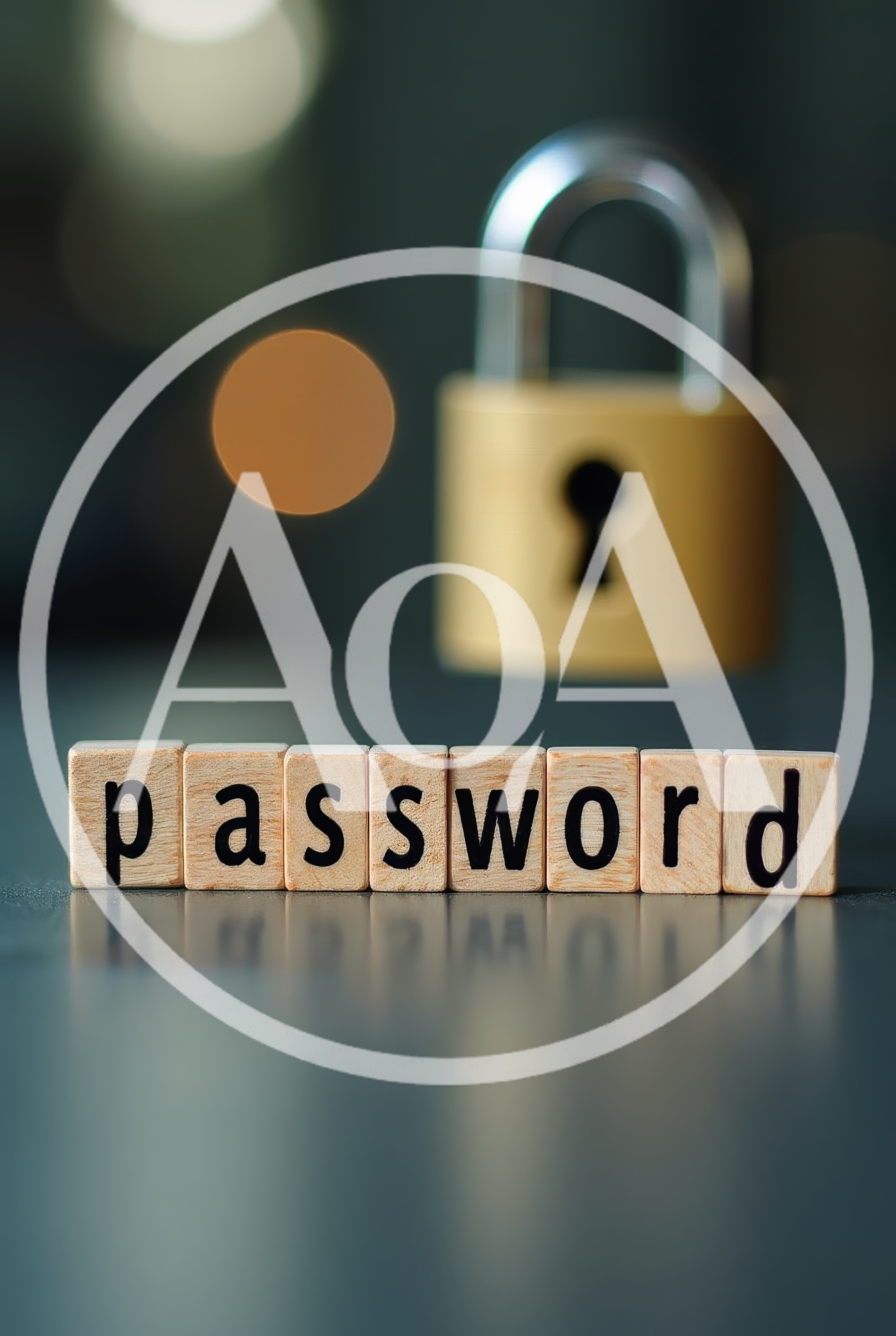 Wooden Letter Tiles Spelling Password With A Padlock
