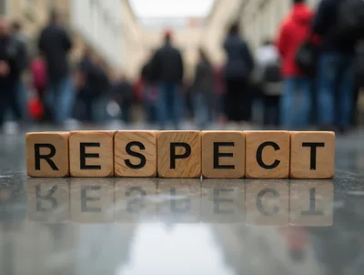 Wooden Blocks Spelling Respect on Reflective Surface