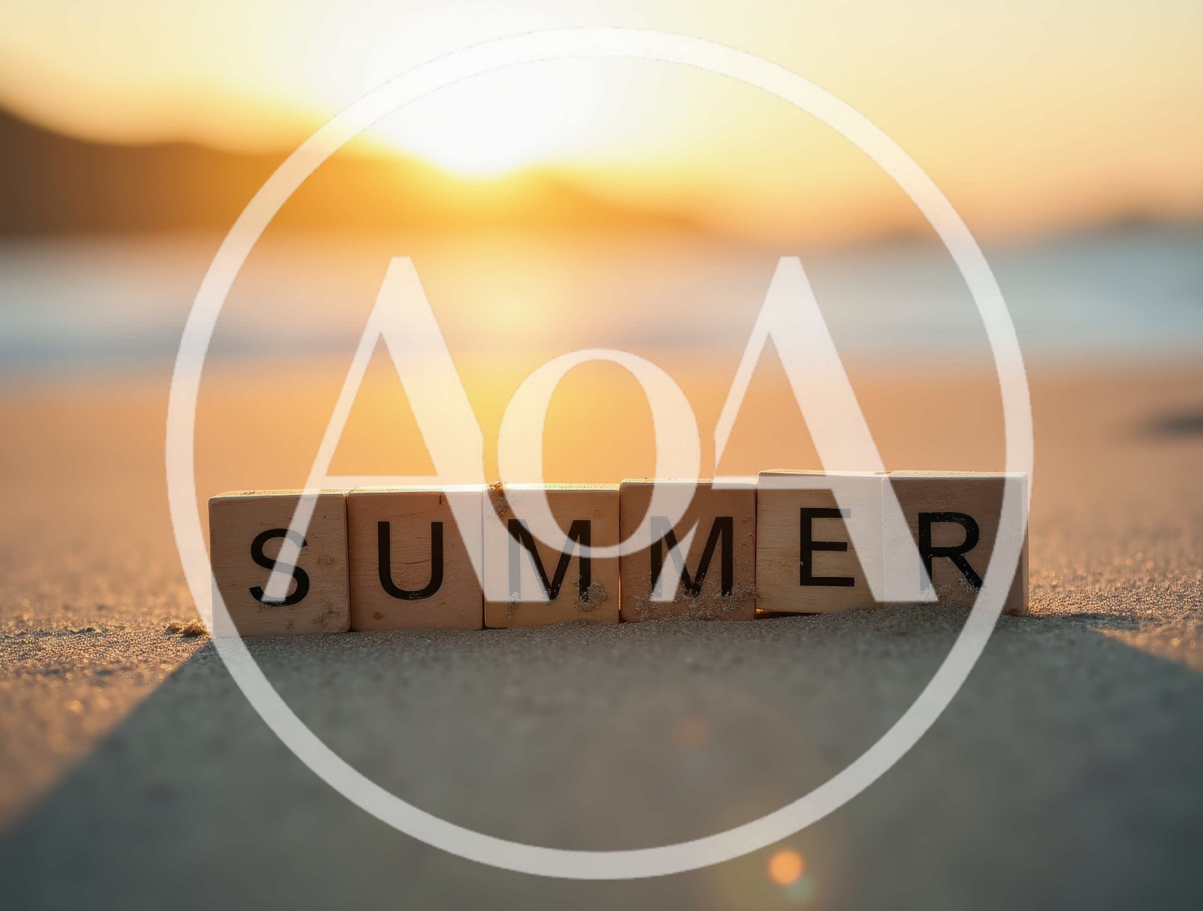 Wooden Blocks Spelling Summer On A Sandy Beach