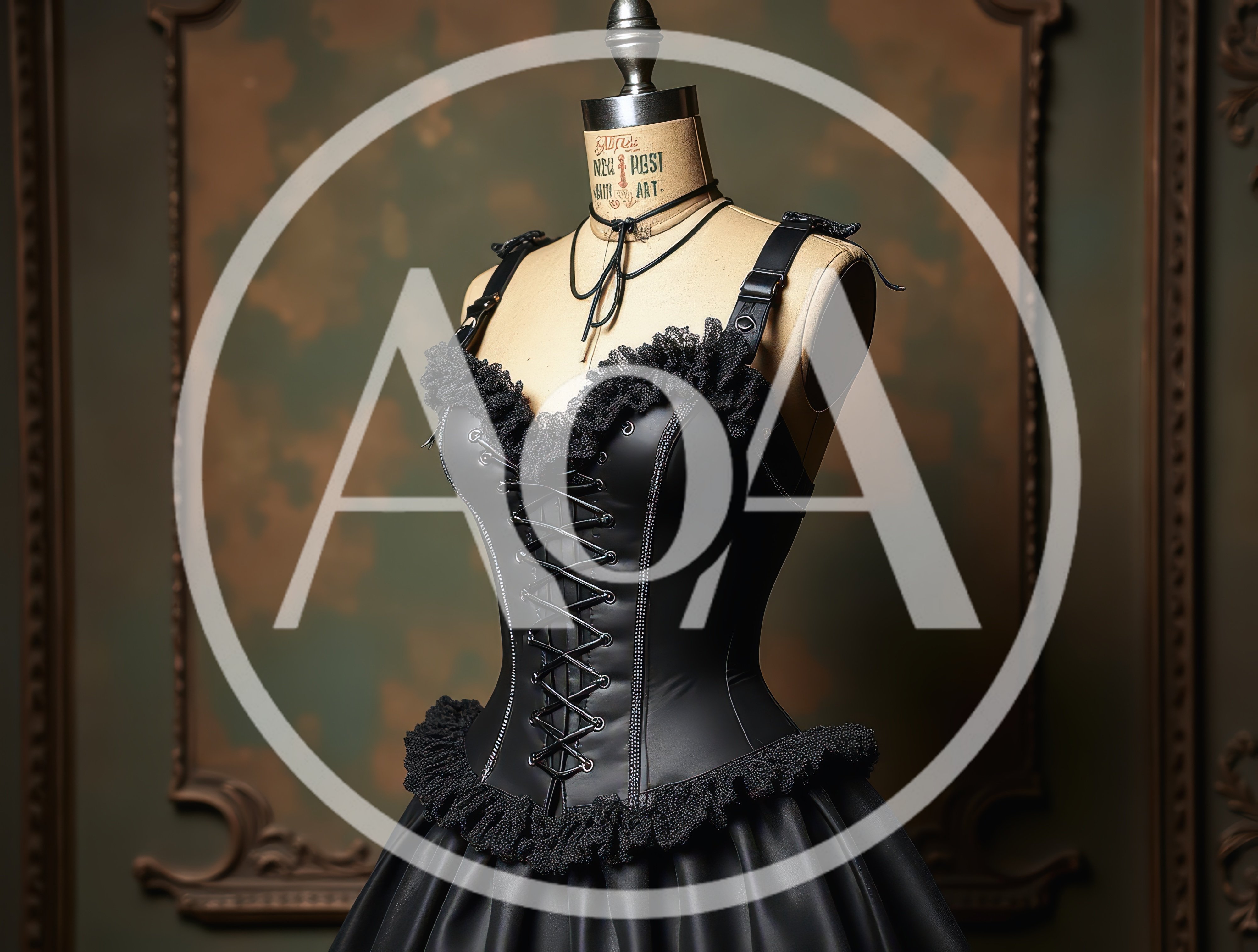 Black Gothic Corset Dress On A Tailor Mannequin