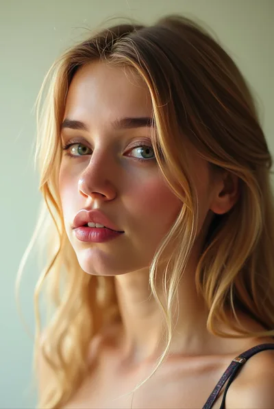 Portrait Of A Young Blonde Woman With Natural Makeup