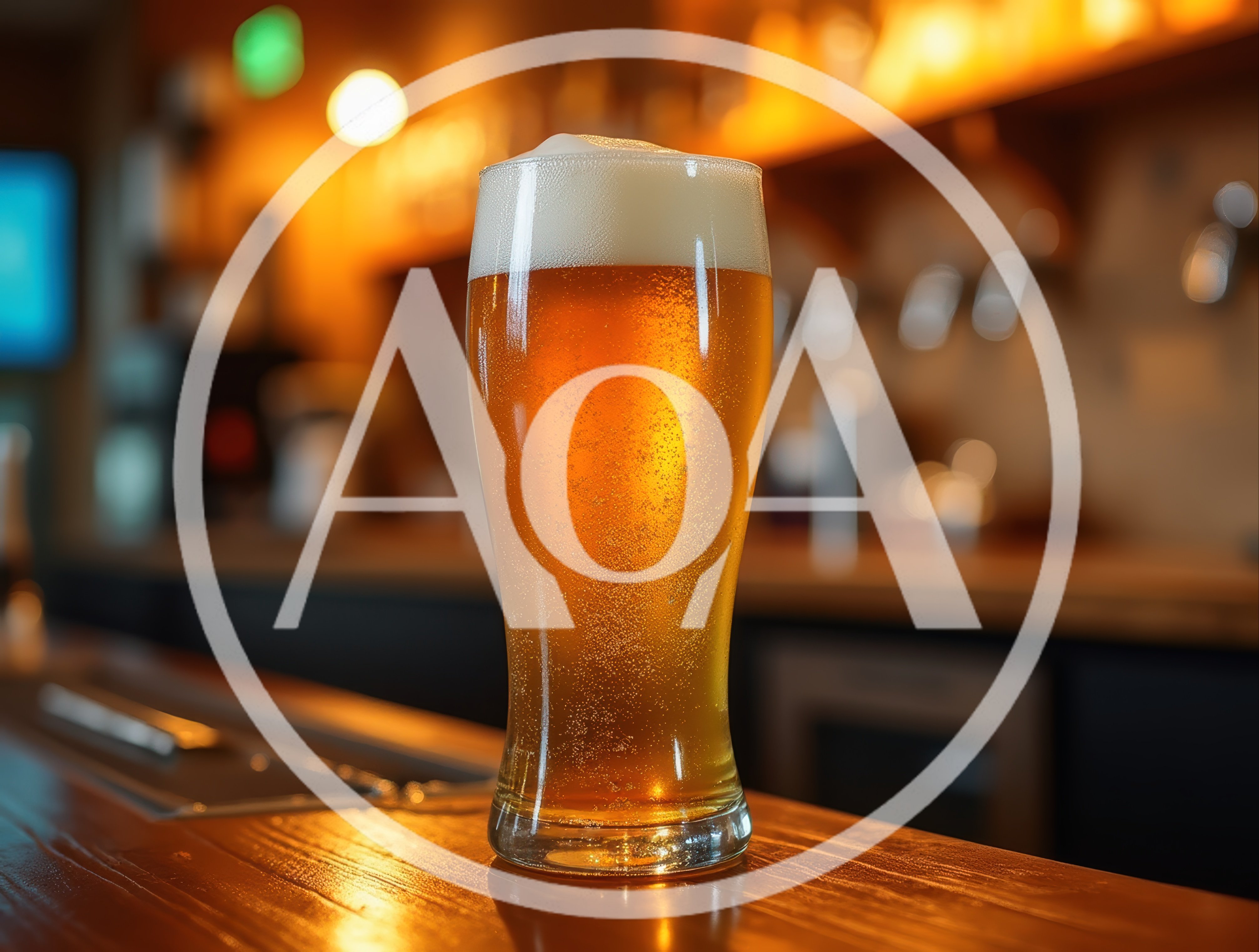 Glass Of Golden Beer On A Bar Counter
