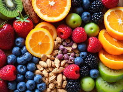 Fresh Assorted Fruits and Nuts Platter