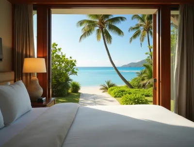 Luxury Bedroom With Tropical Beach View