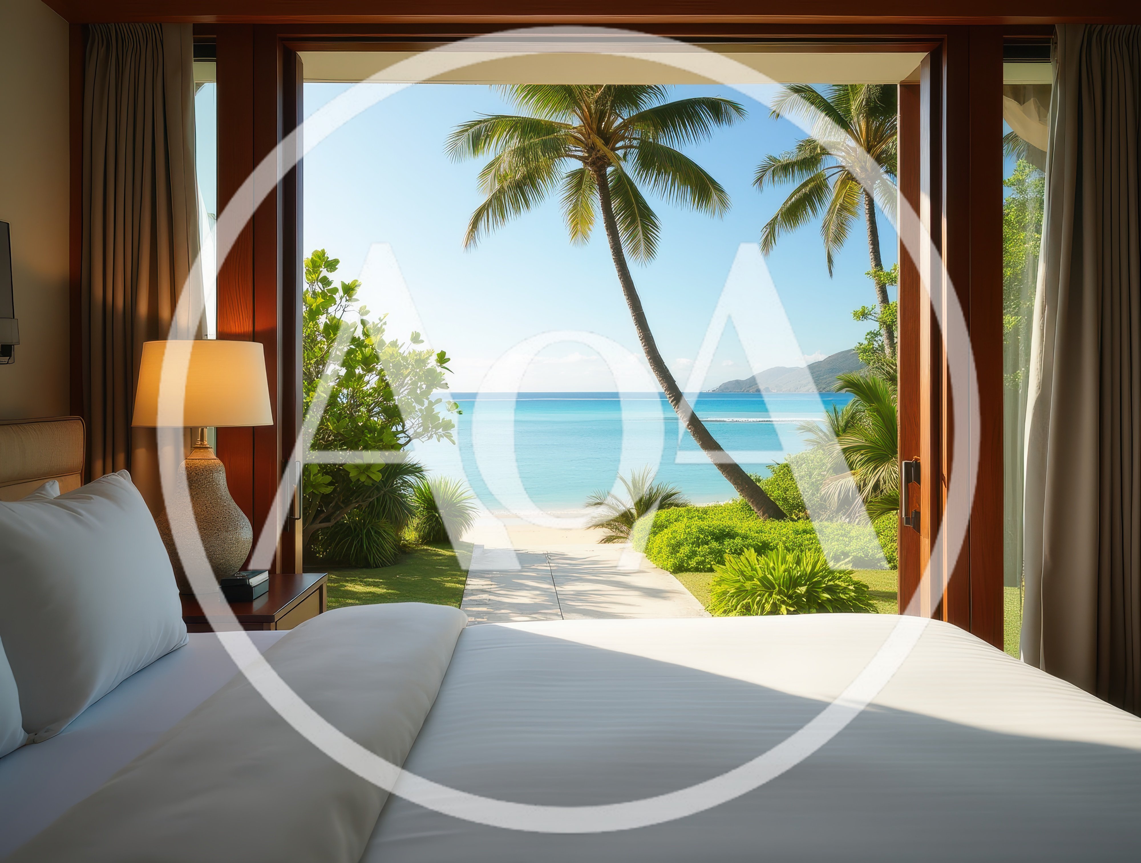 Luxury Bedroom With Tropical Beach View