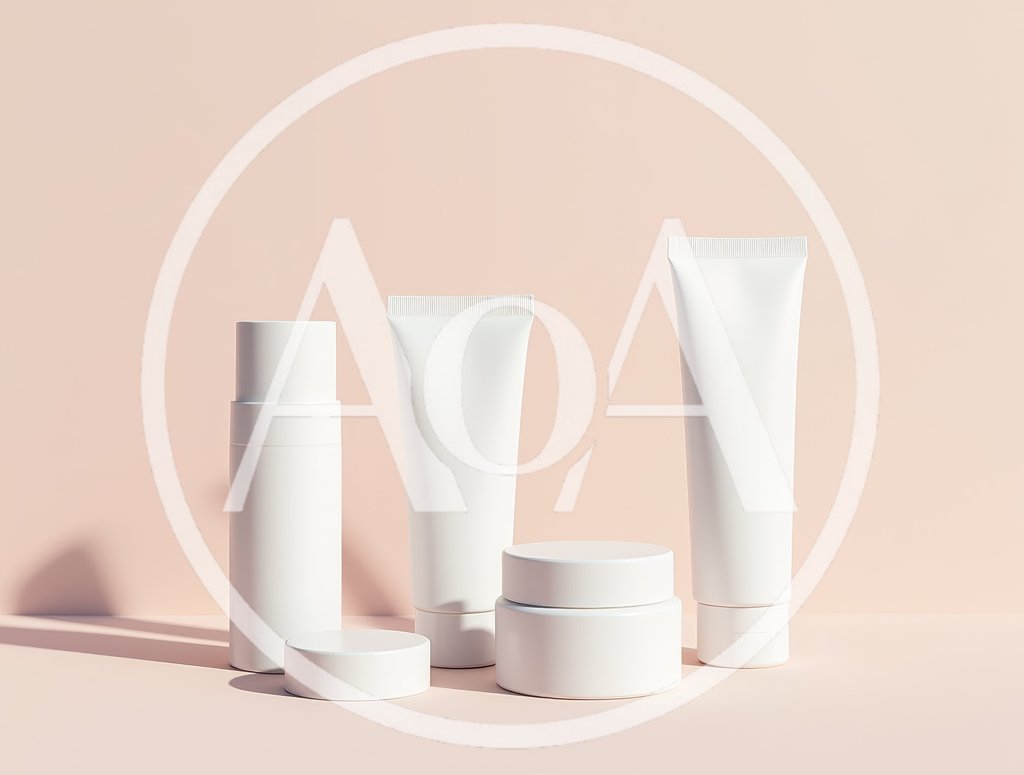 Blank Cosmetic Packaging Set On Pastel Background