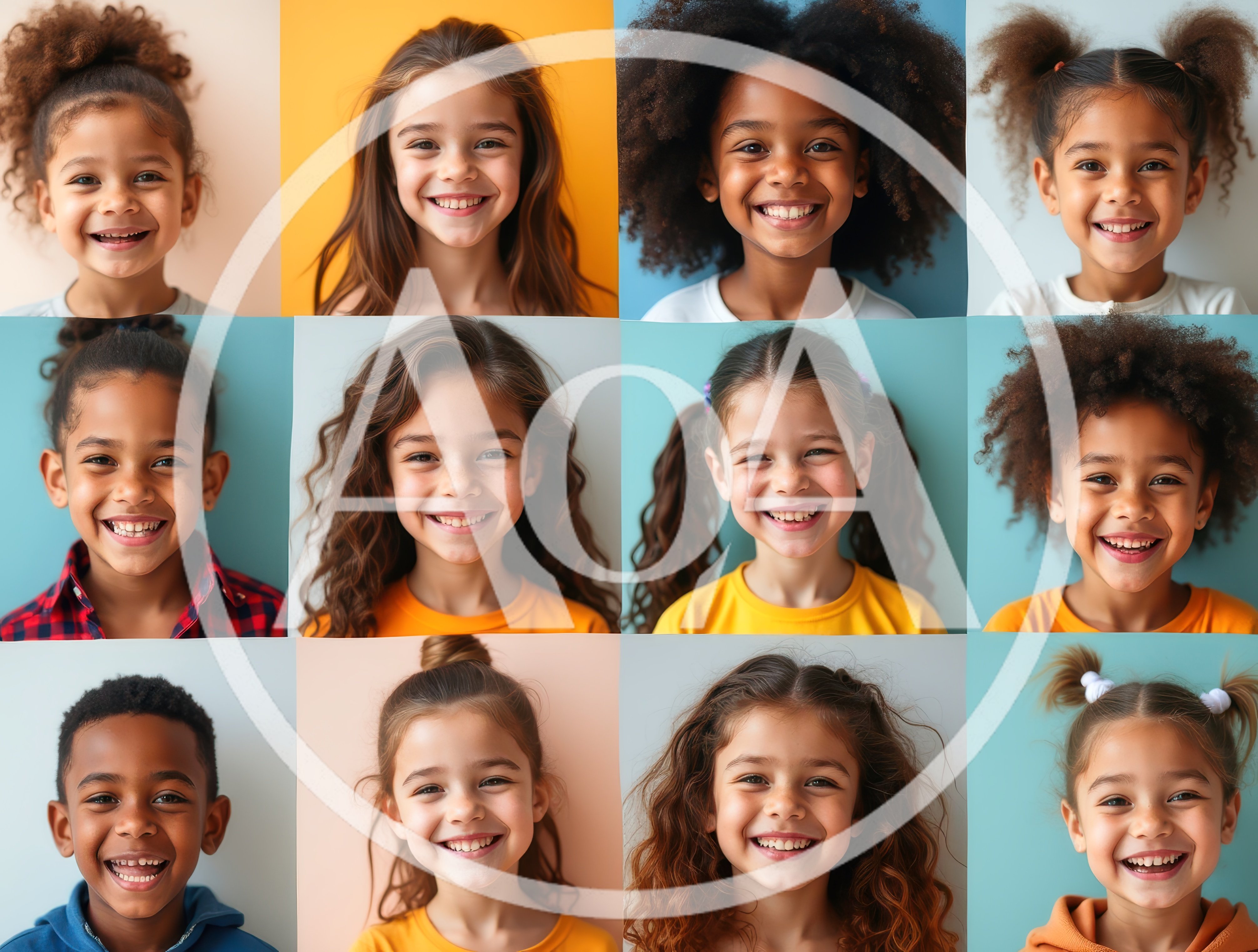 Collage Of Diverse Happy Children Smiling At Camera